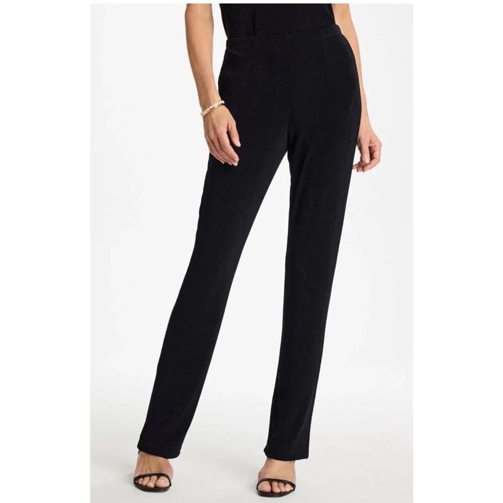 Chico’s Brigitte Full Length Pants Black Sz 12 Chicos 2 So Slimming Pull On